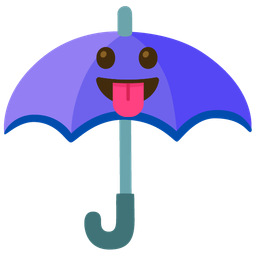 Umbrella and Face with tongue