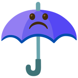 umbrella and frowning face