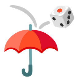 umbrella and game die