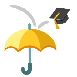 umbrella and graduation cap
