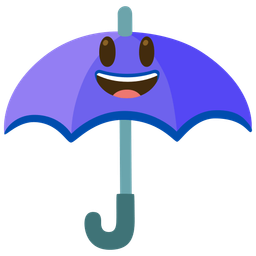 Umbrella and Grinning face with big eyes