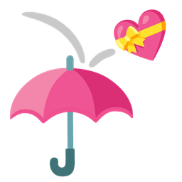 umbrella and heart with ribbon