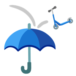 umbrella and kick scooter