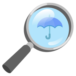 umbrella and magnifying glass tilted right