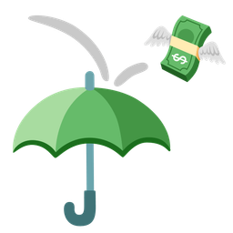umbrella and money with wings