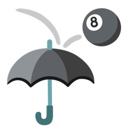 umbrella and pool 8 ball