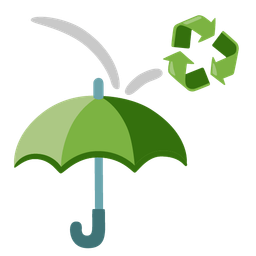 umbrella and recycling symbol
