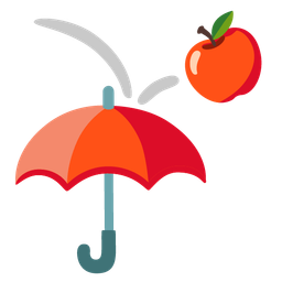 umbrella and red apple