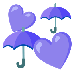 umbrella and revolving hearts