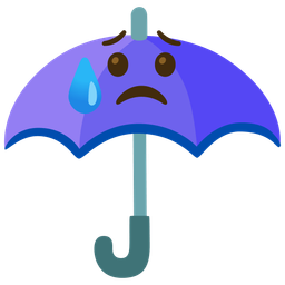 umbrella and sad but relieved face
