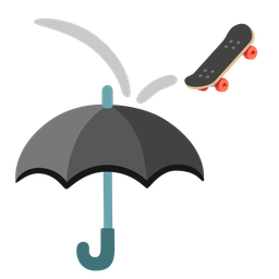 umbrella and skateboard