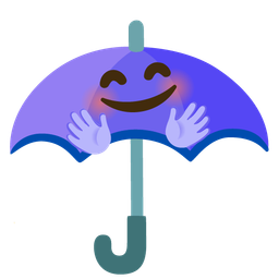 Umbrella and Smiling face with open hands