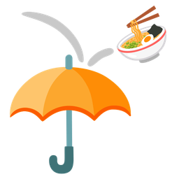 umbrella and steaming bowl