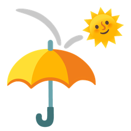 umbrella and sun with face