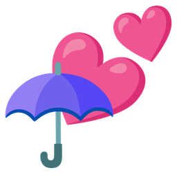 umbrella and two hearts