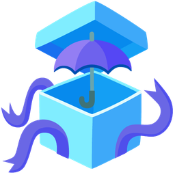 umbrella and wrapped gift