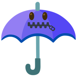 umbrella and zipper-mouth face