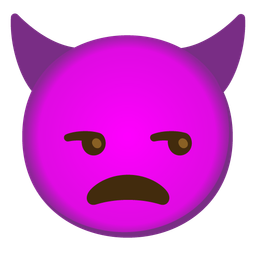 unamused face and angry face with horns