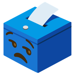 unamused face and ballot box with ballot