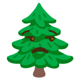 unamused face and evergreen tree