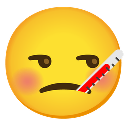 unamused face and face with thermometer