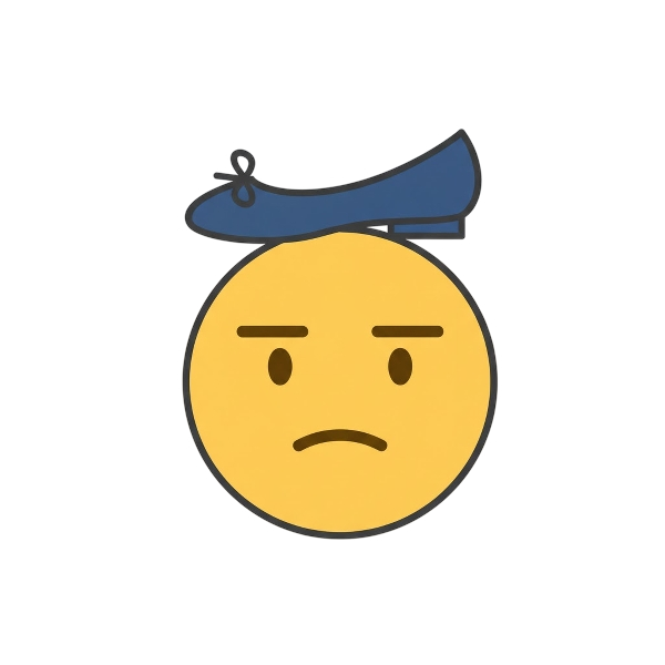 Unamused face and Flat shoe