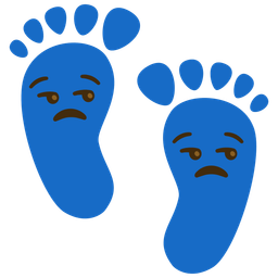 unamused face and footprints