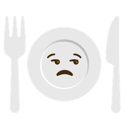unamused face and fork and knife with plate