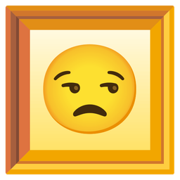 unamused face and framed picture