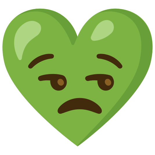 Unamused face and Green heart