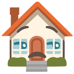 unamused face and house