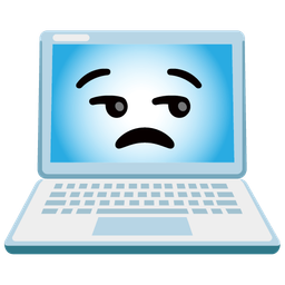 unamused face and laptop