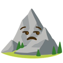 unamused face and mountain
