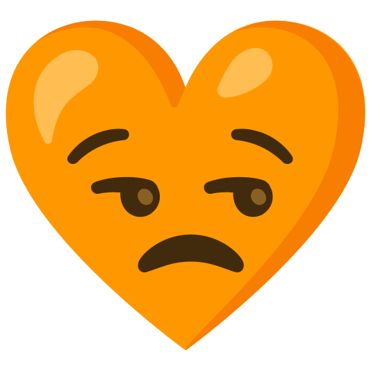 Unamused face and Orange heart