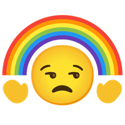 unamused face and rainbow