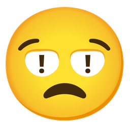 unamused face and red exclamation mark