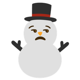 unamused face and snowman without snow