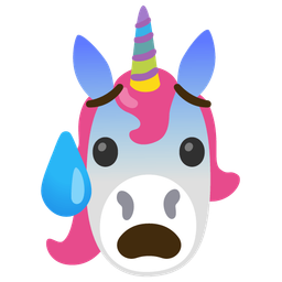 Unicorn and Anxious face with sweat