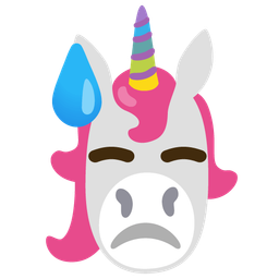 Unicorn and Downcast face with sweat