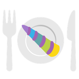 Unicorn and Fork and knife with plate