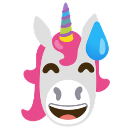 Unicorn and Grinning face with sweat
