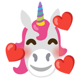 Unicorn and Smiling face with hearts