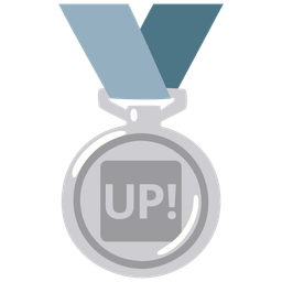 UP! button and 2nd place medal