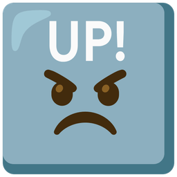 UP! button and angry face