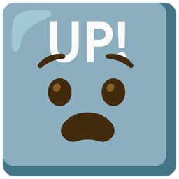 UP! button and anguished face