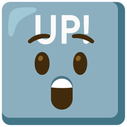 UP! button and astonished face
