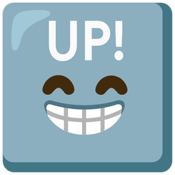 UP! button and Beaming face with smiling eyes