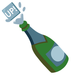 UP! button and bottle with popping cork