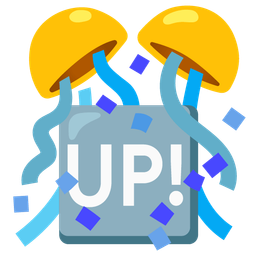 UP! button and confetti ball