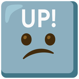 UP! button and confused face